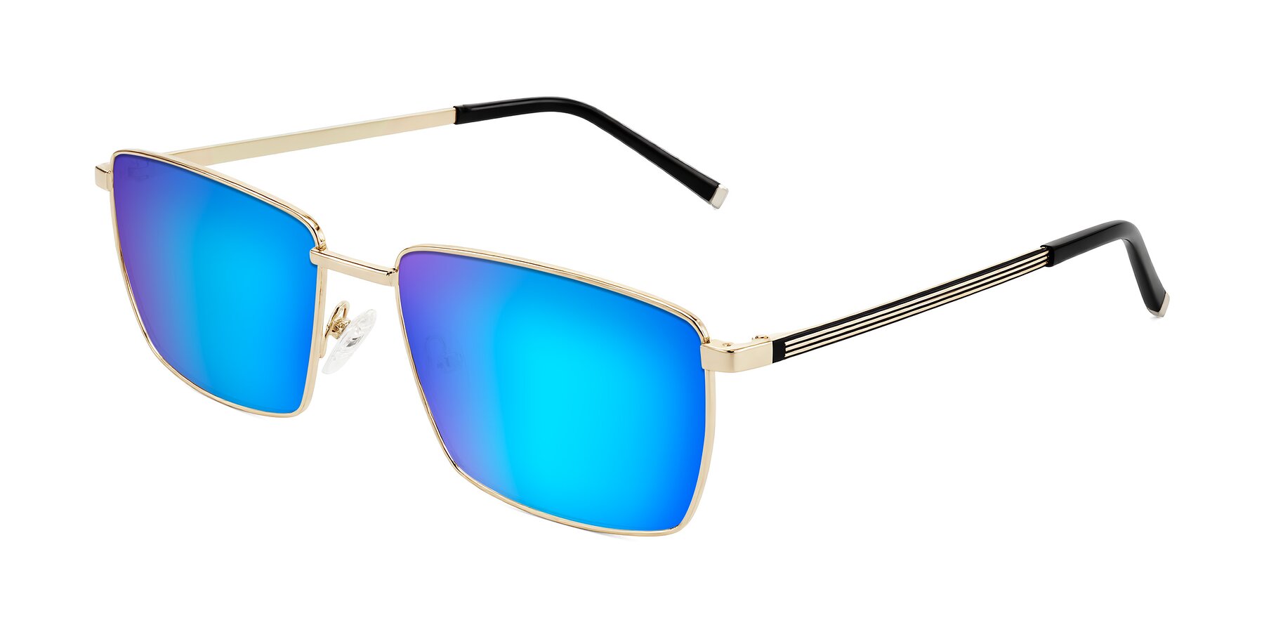 Angle of Lynch in Gold with Blue Mirrored Lenses