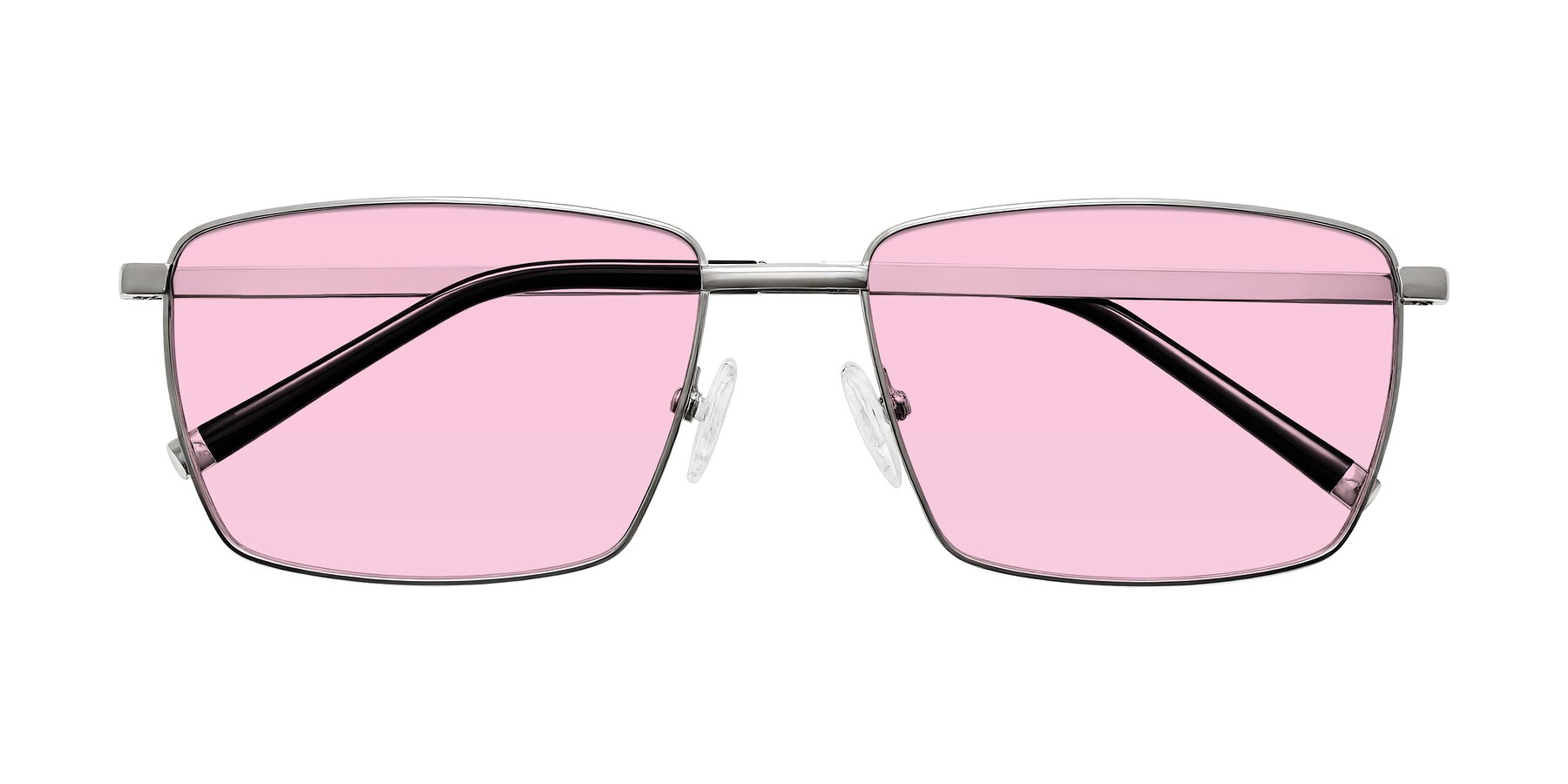 Folded Front of Lynch in Silver with Light Pink Tinted Lenses