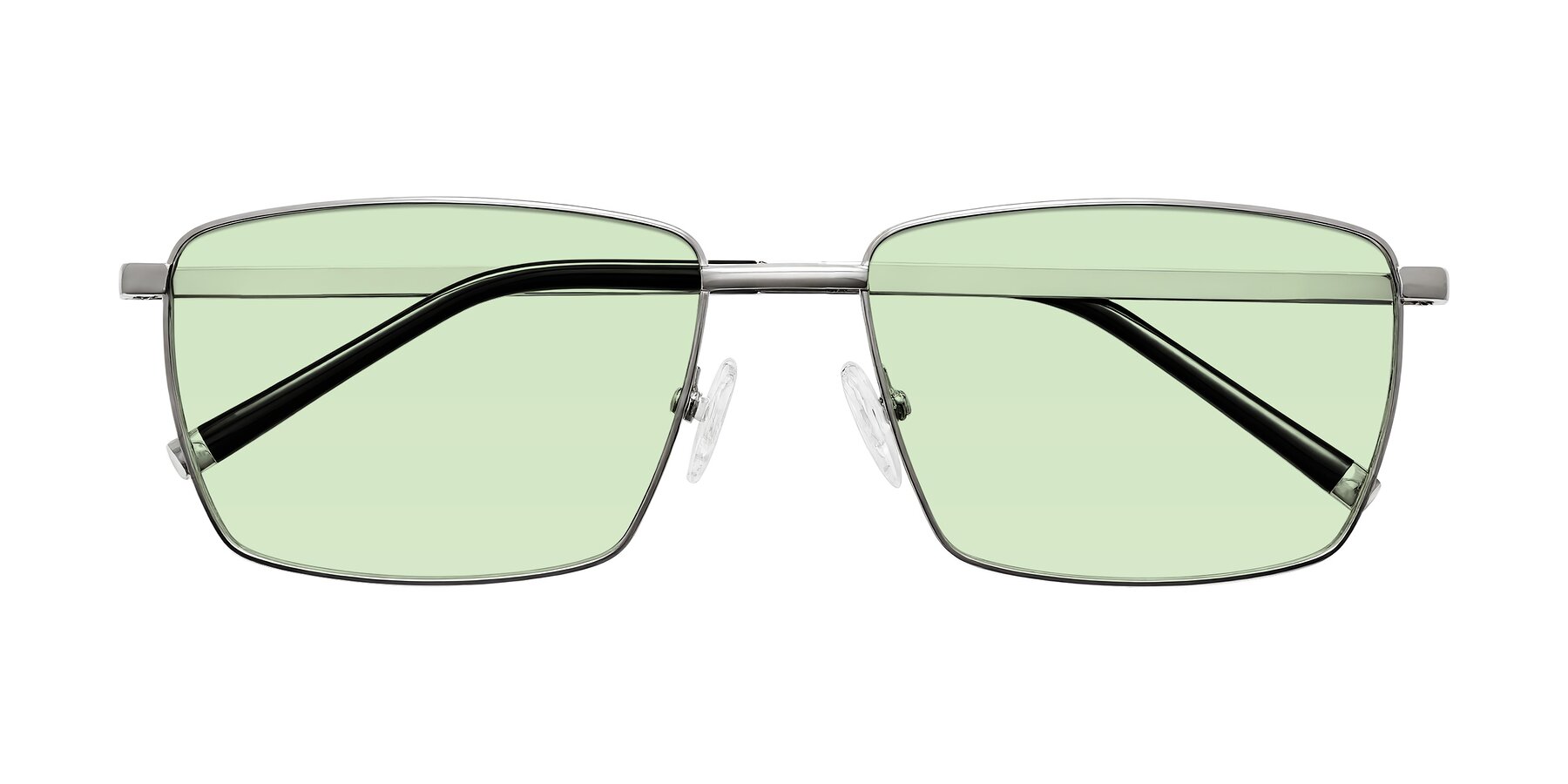 Folded Front of Lynch in Silver with Light Green Tinted Lenses