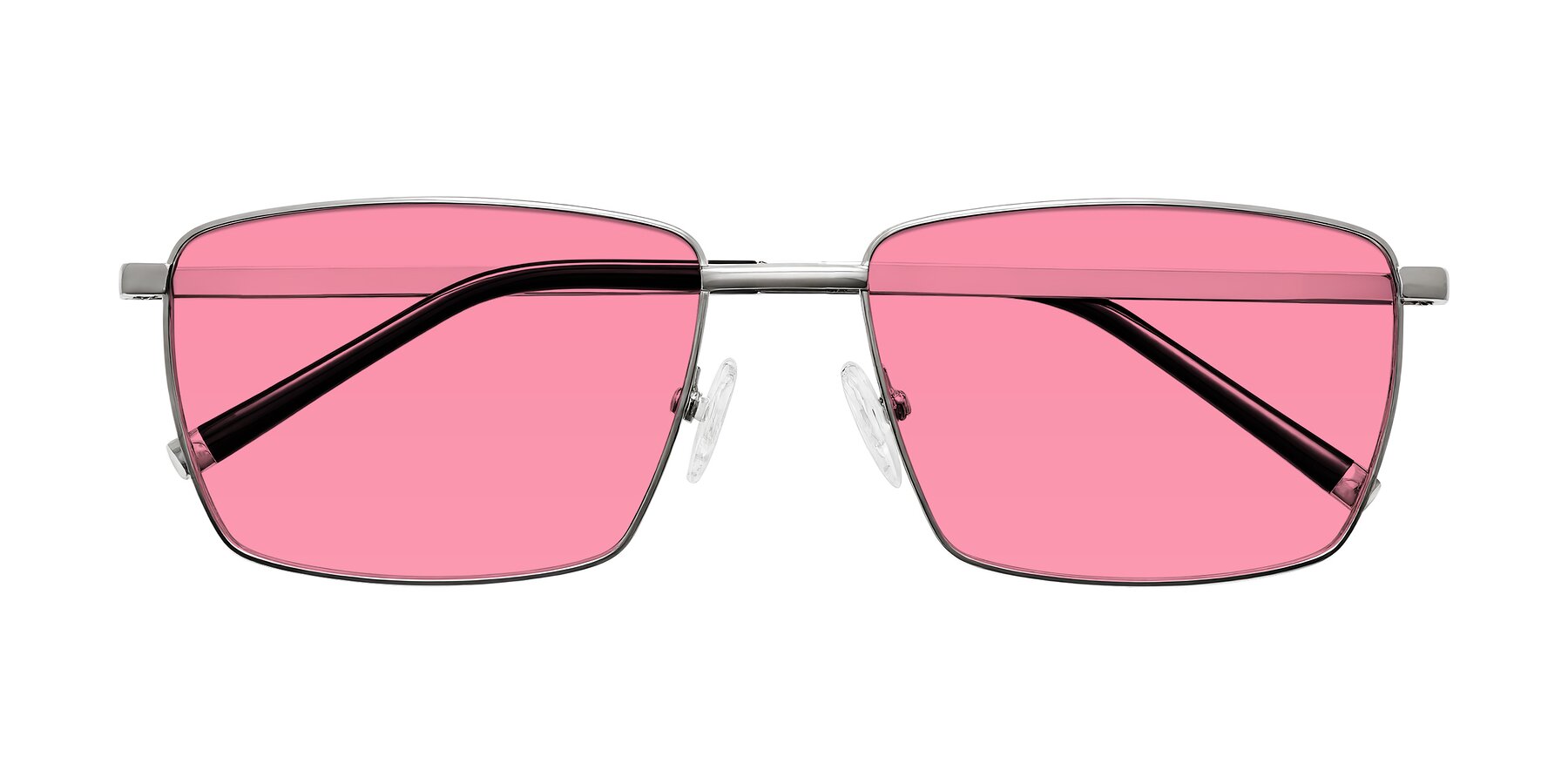 Folded Front of Lynch in Silver with Pink Tinted Lenses