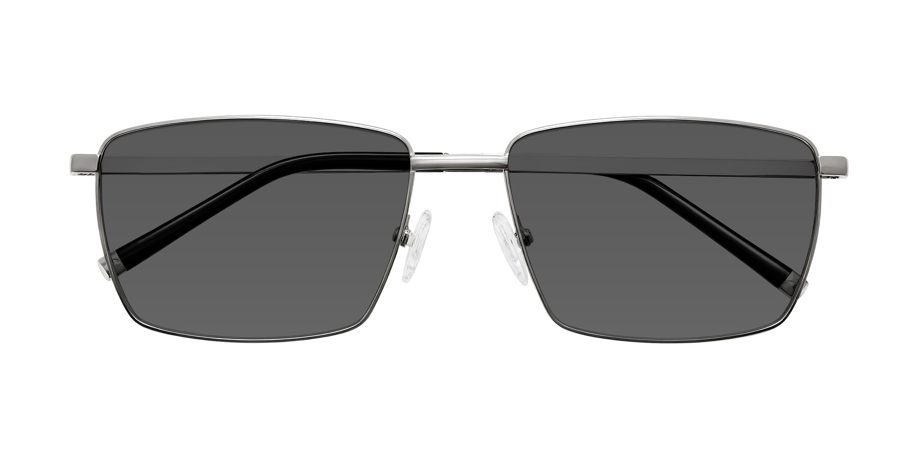 Folded Front of Lynch in Silver with Medium Gray Tinted Lenses