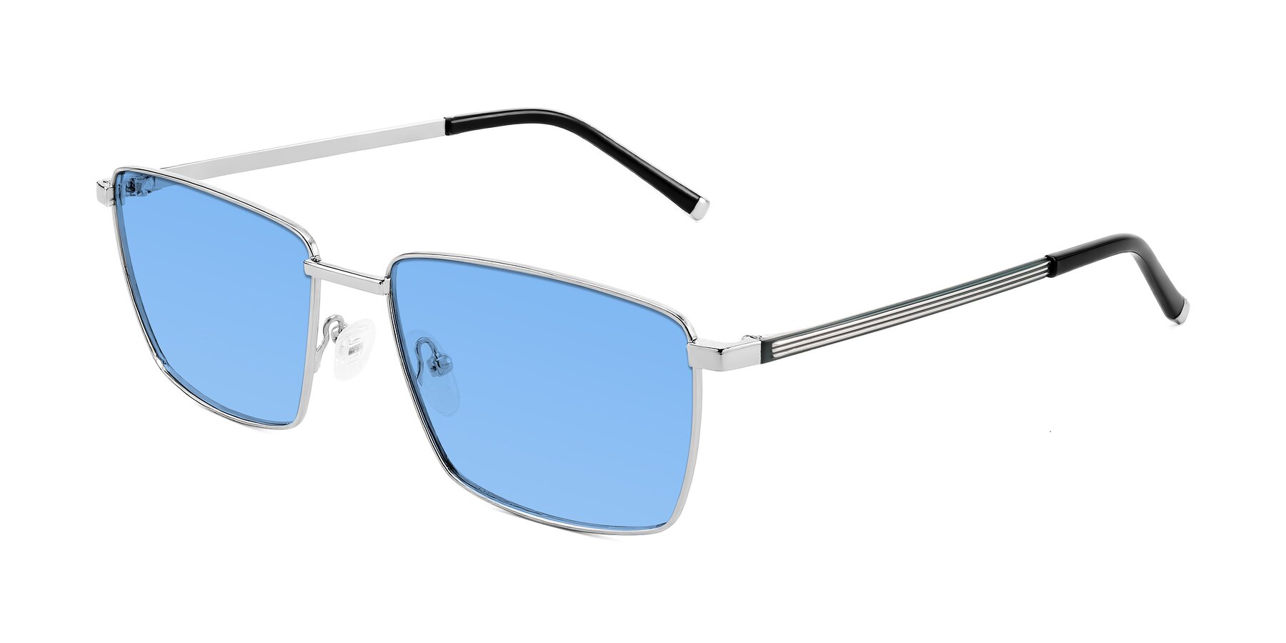 Angle of Lynch in Silver with Medium Blue Tinted Lenses