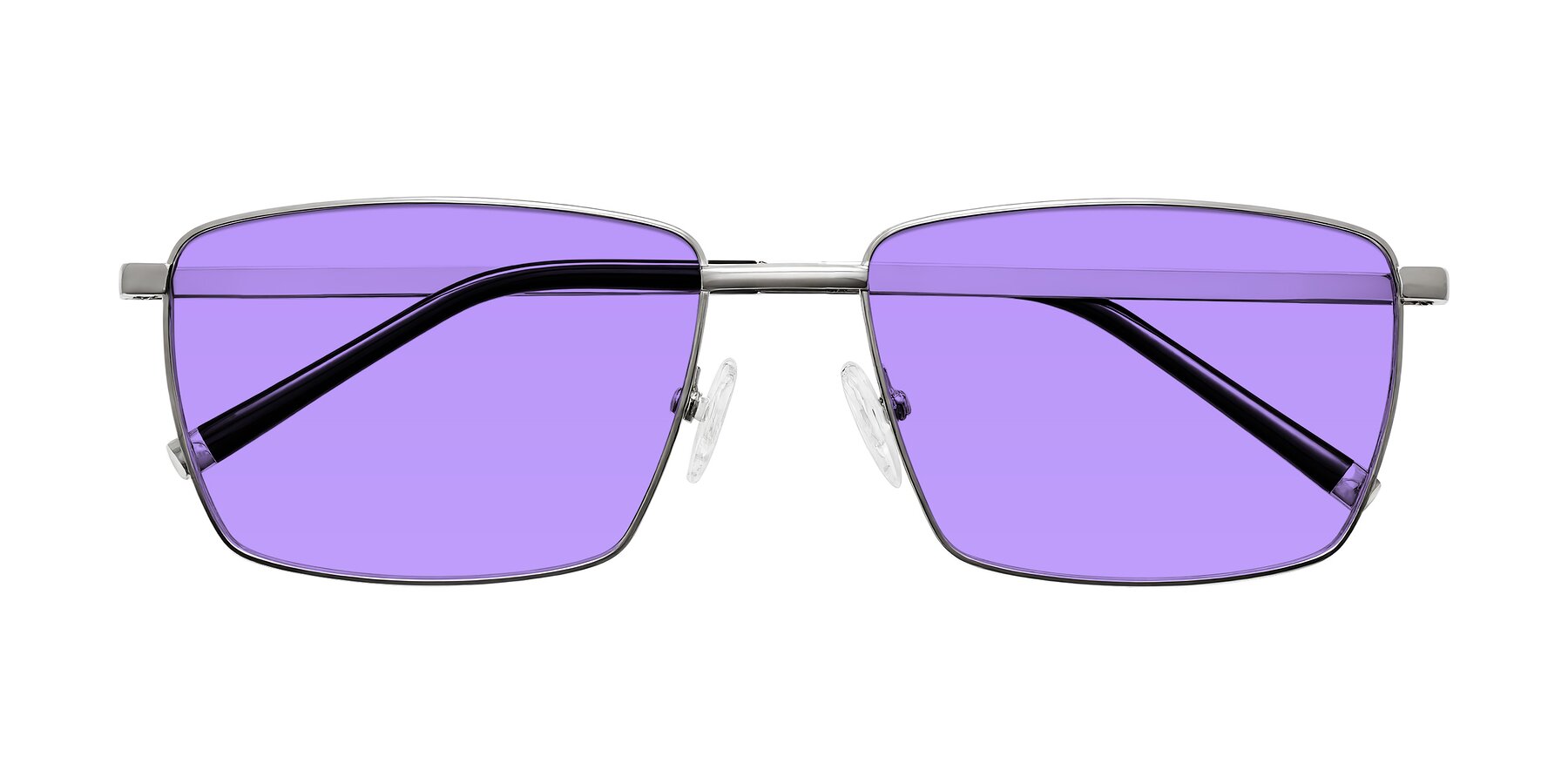 Folded Front of Lynch in Silver with Medium Purple Tinted Lenses