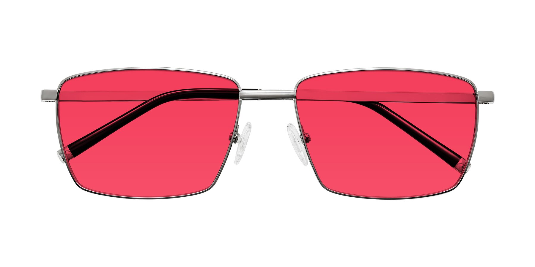 Folded Front of Lynch in Silver with Red Tinted Lenses