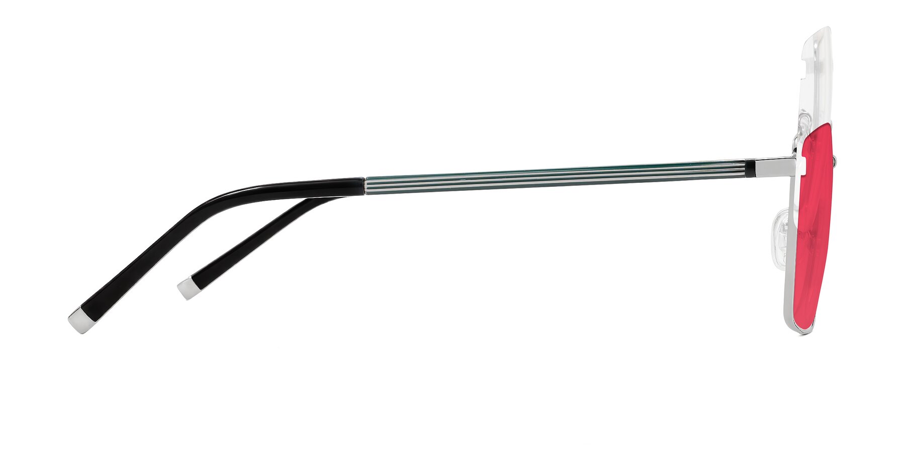 Side of Lynch in Silver with Red Tinted Lenses