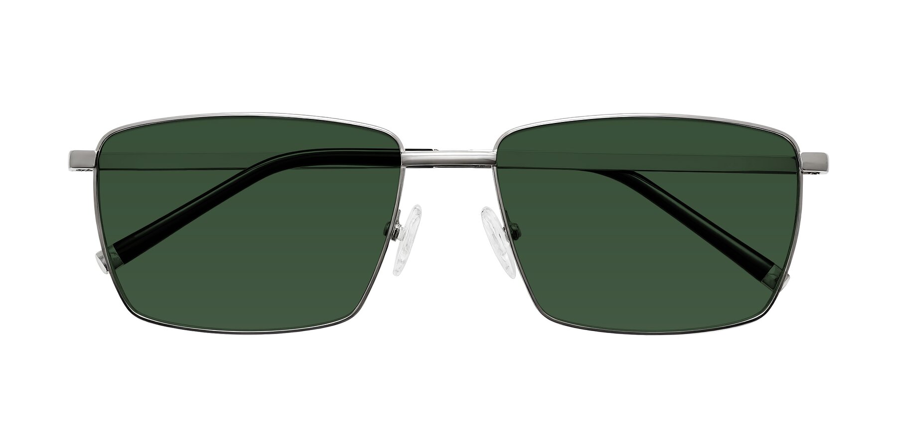 Folded Front of Lynch in Silver with Green Tinted Lenses