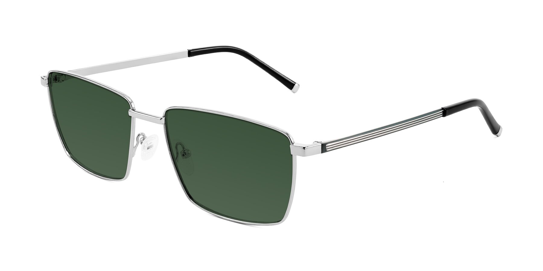 Angle of Lynch in Silver with Green Tinted Lenses