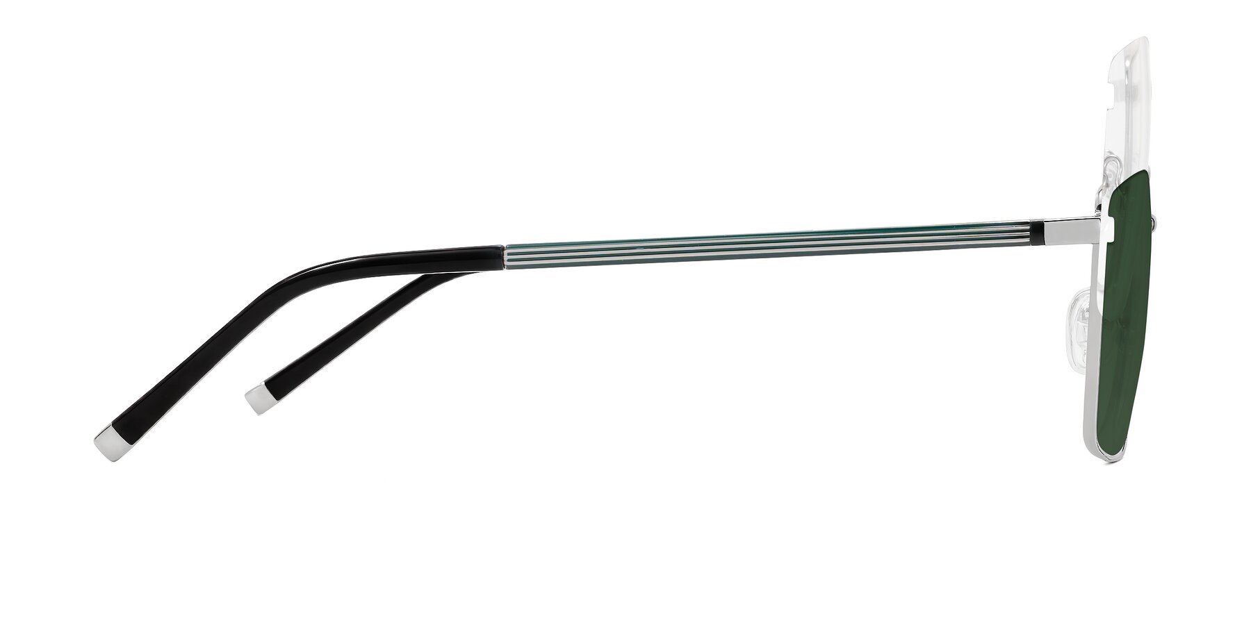 Side of Lynch in Silver with Green Tinted Lenses