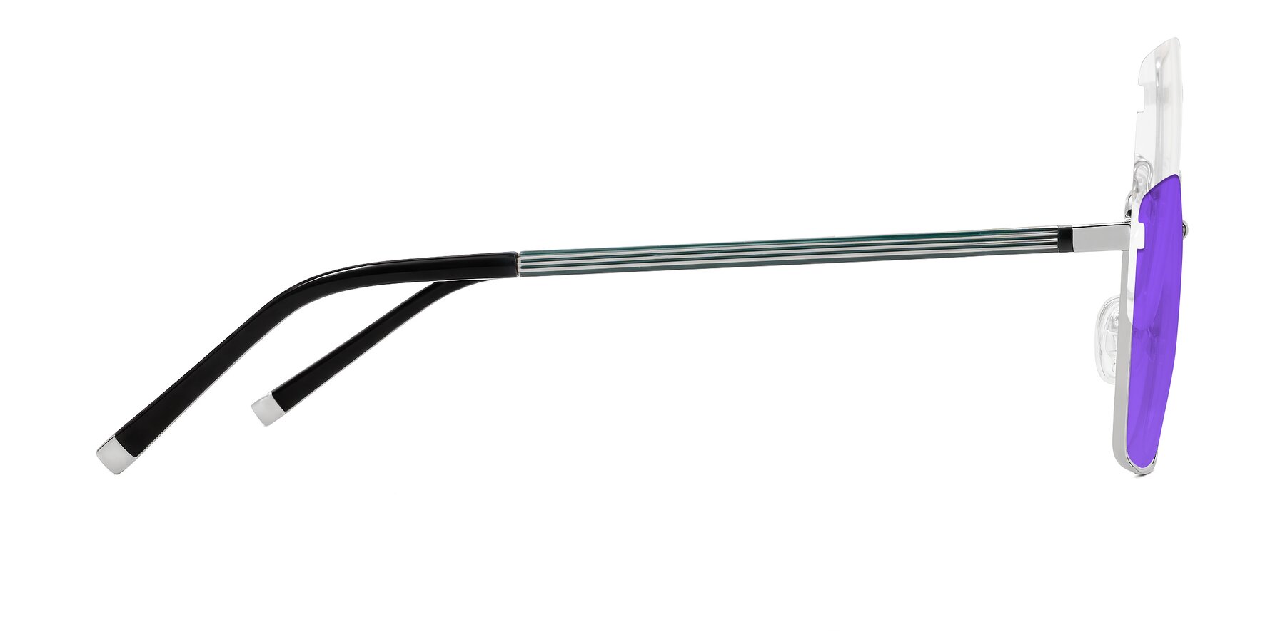 Side of Lynch in Silver with Purple Tinted Lenses