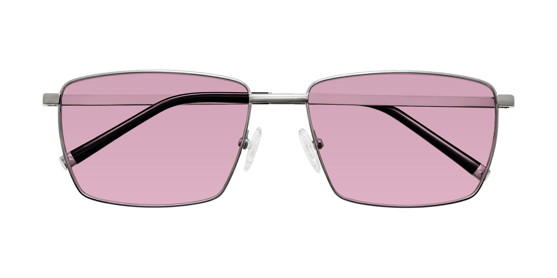 Folded Front of Lynch in Silver with Light Wine Tinted Lenses
