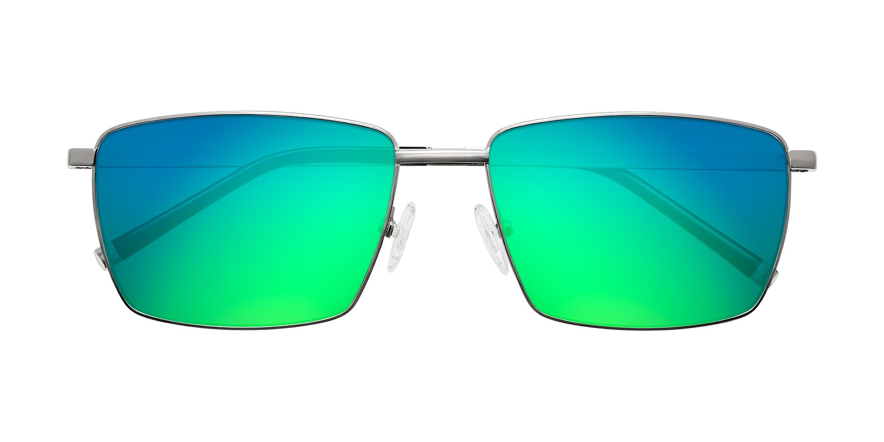 Folded Front of Lynch in Silver with Green Mirrored Lenses