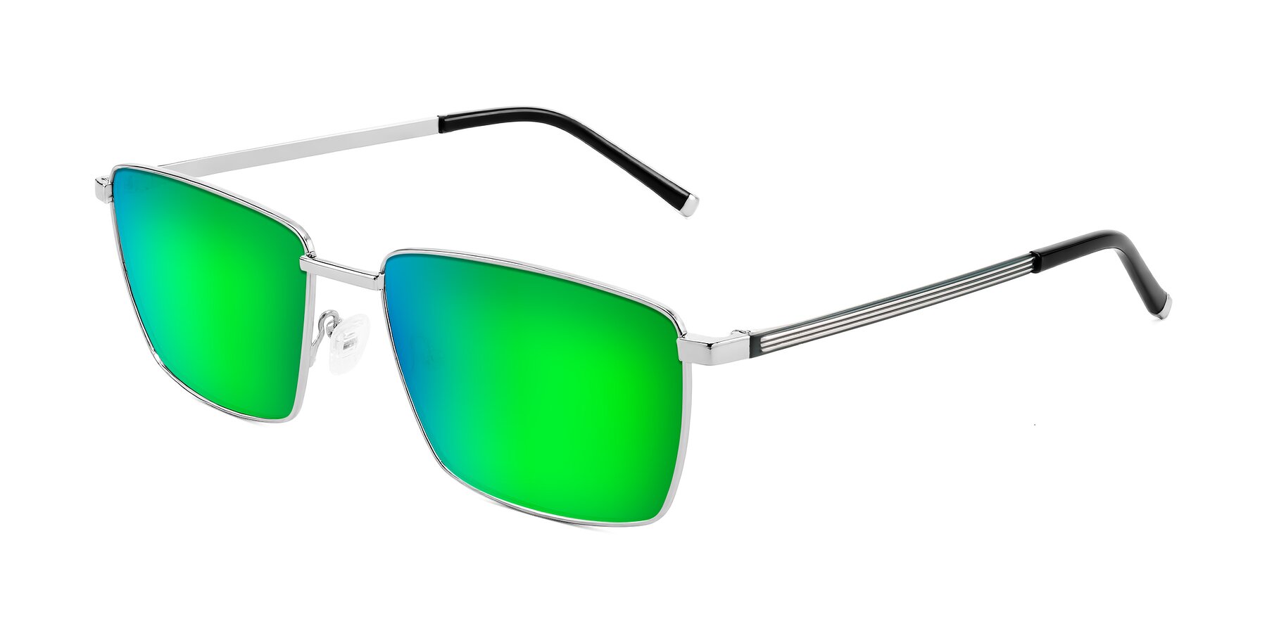 Angle of Lynch in Silver with Green Mirrored Lenses