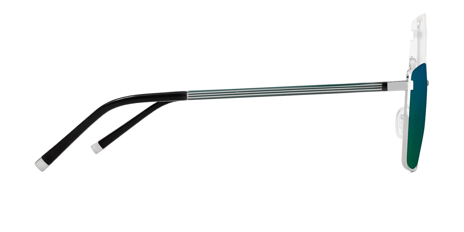 Side of Lynch in Silver with Green Mirrored Lenses