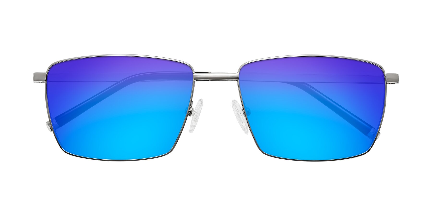 Folded Front of Lynch in Silver with Blue Mirrored Lenses