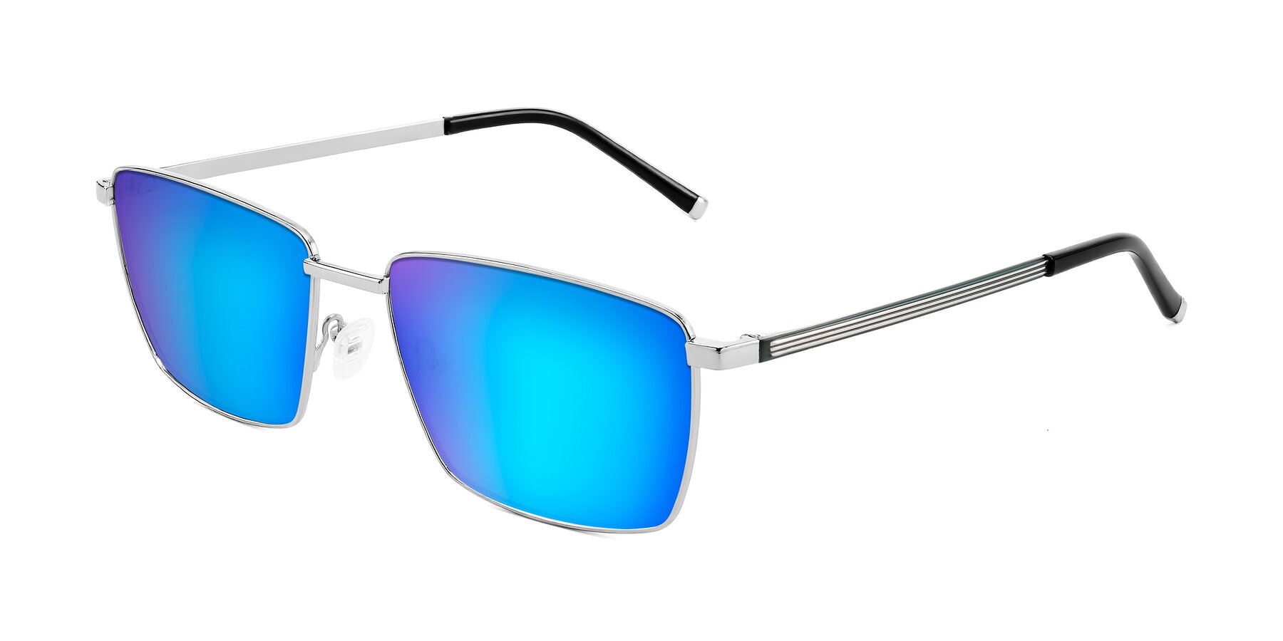 Angle of Lynch in Silver with Blue Mirrored Lenses