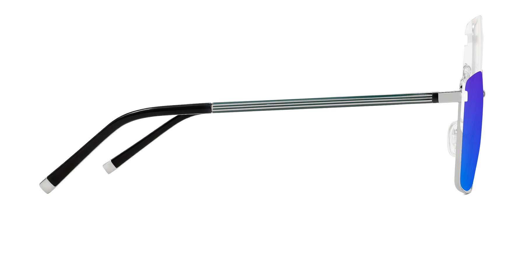 Side of Lynch in Silver with Blue Mirrored Lenses