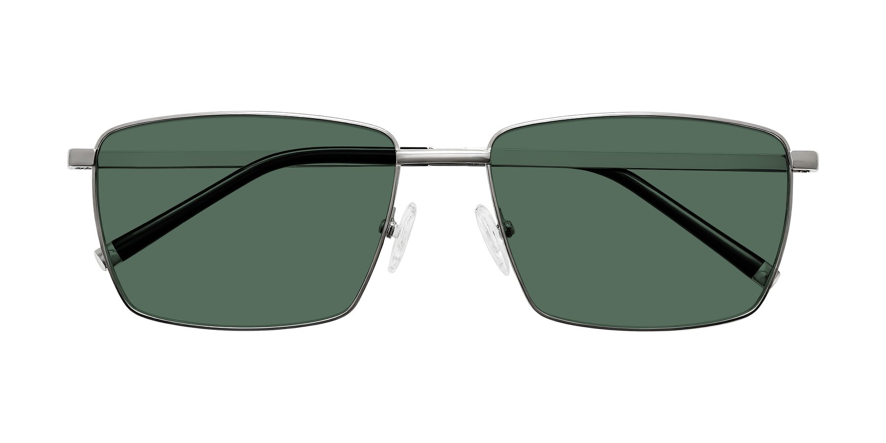 Folded Front of Lynch in Silver with Green Polarized Lenses