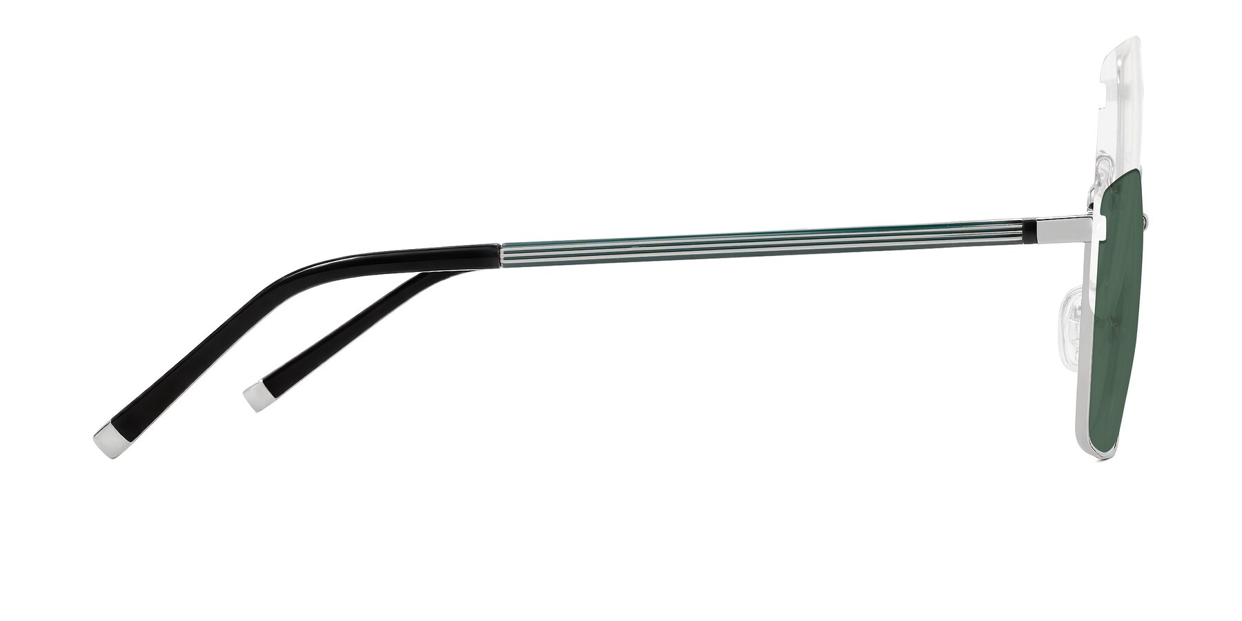 Side of Lynch in Silver with Green Polarized Lenses