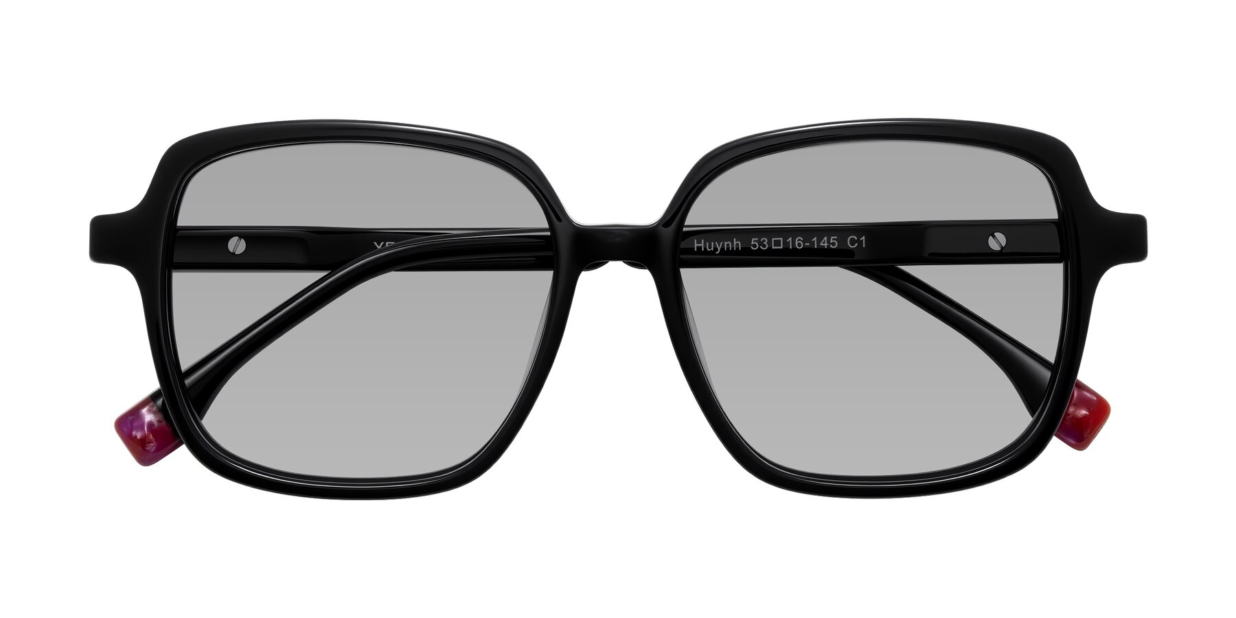 Folded Front of Huynh in Black with Light Gray Tinted Lenses