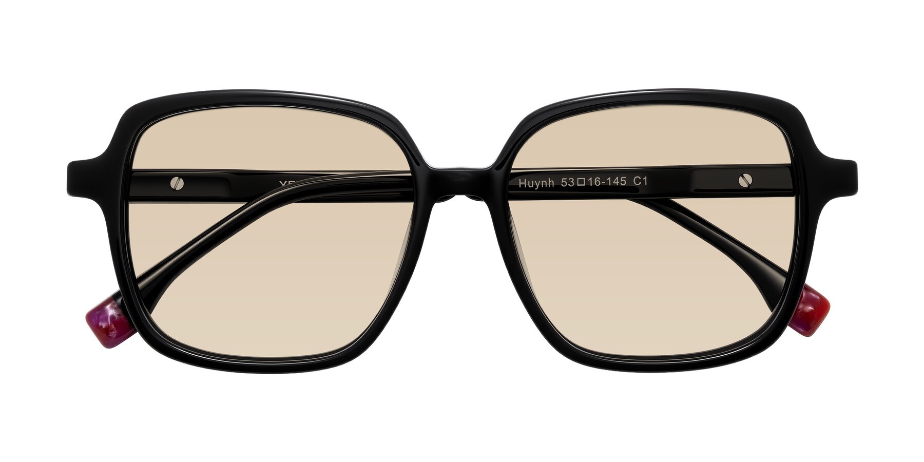 Folded Front of Huynh in Black with Light Brown Tinted Lenses