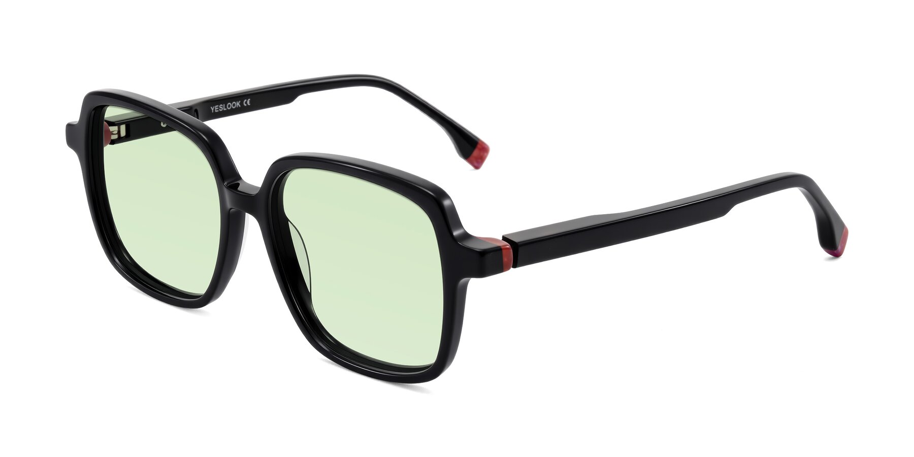 Angle of Huynh in Black with Light Green Tinted Lenses
