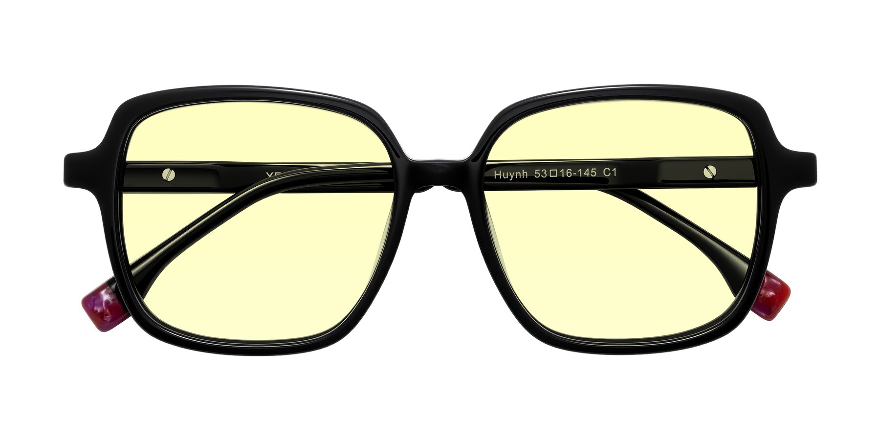 Folded Front of Huynh in Black with Light Yellow Tinted Lenses