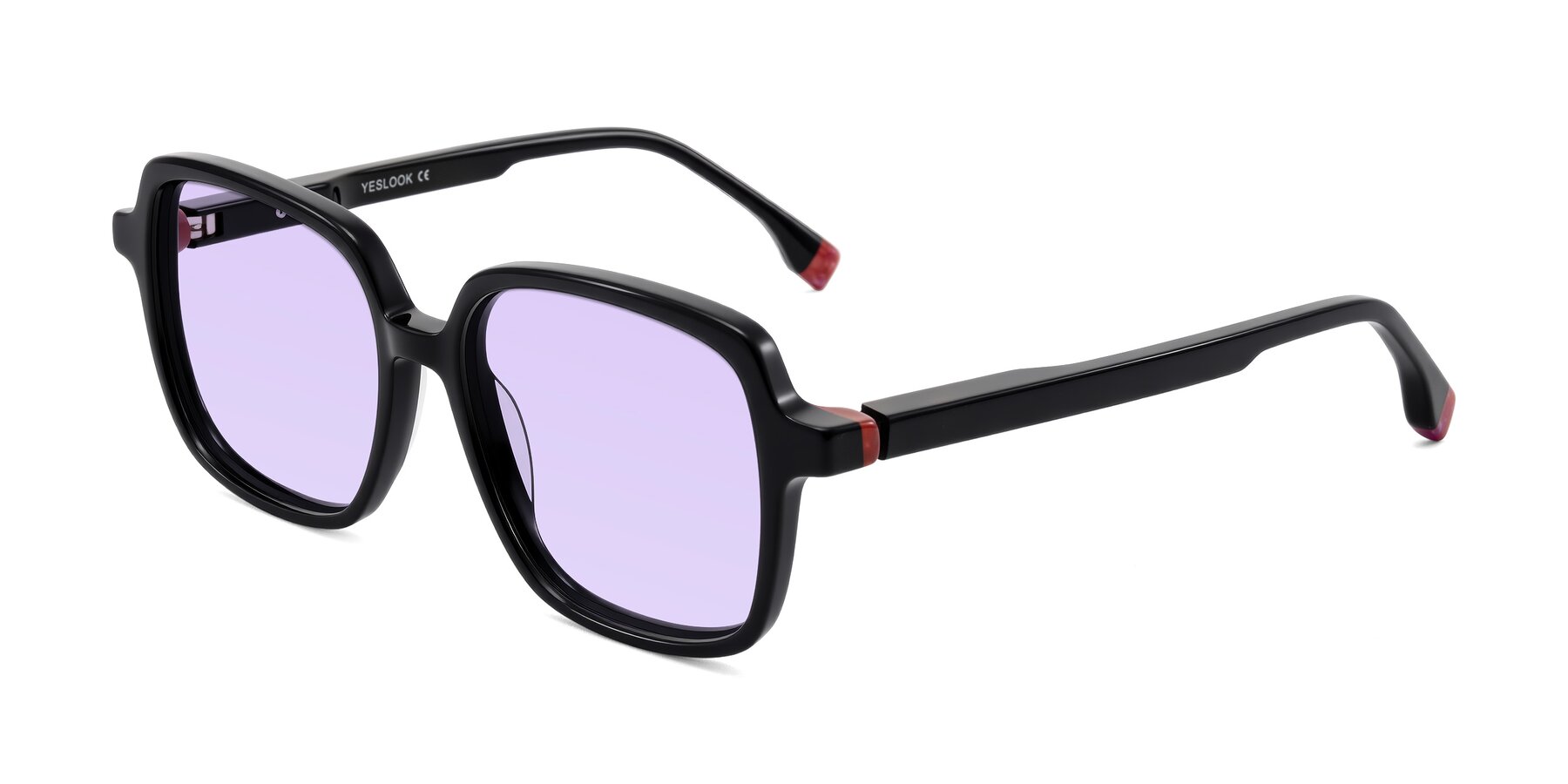 Angle of Huynh in Black with Light Purple Tinted Lenses