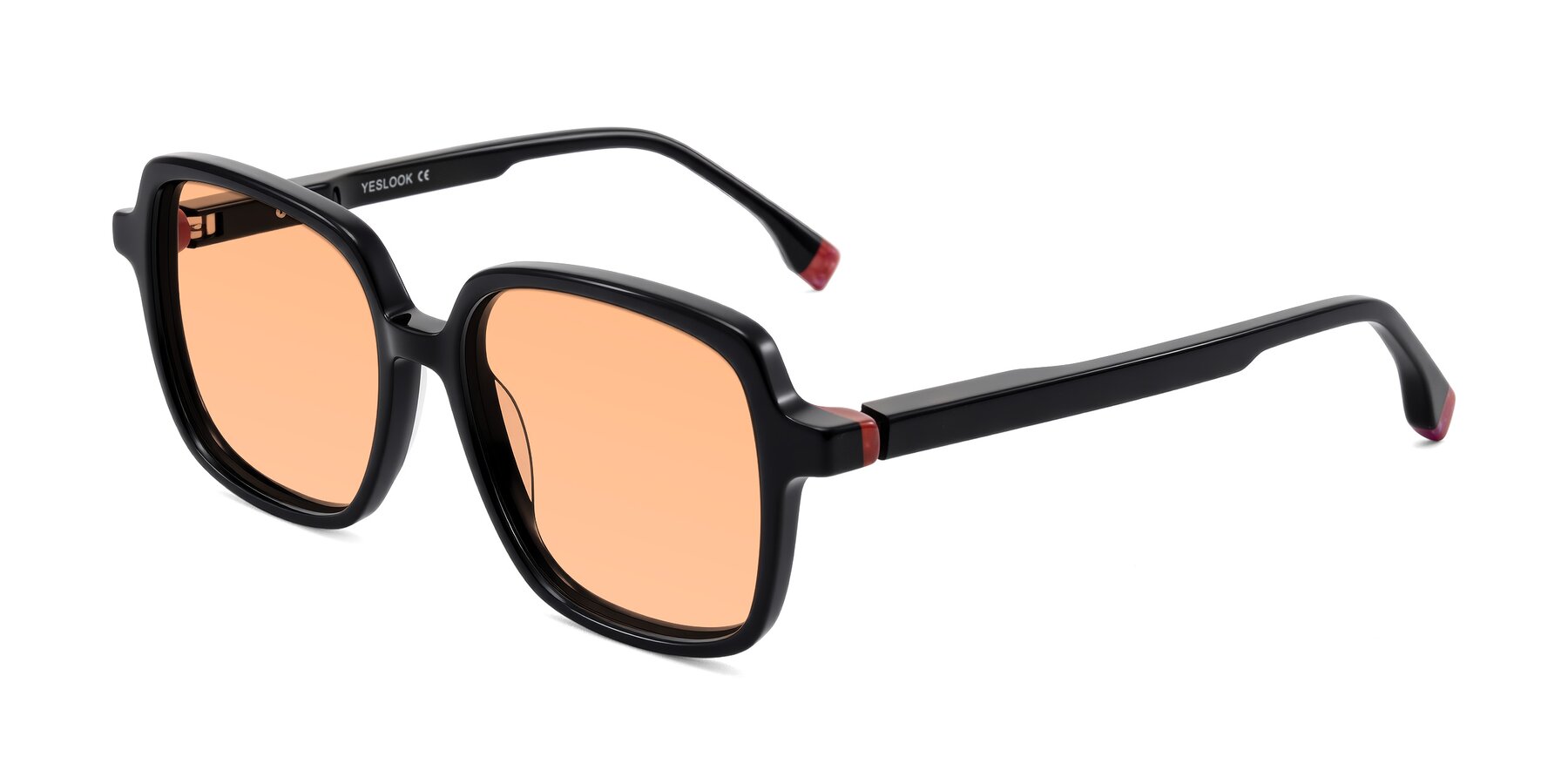 Angle of Huynh in Black with Light Orange Tinted Lenses