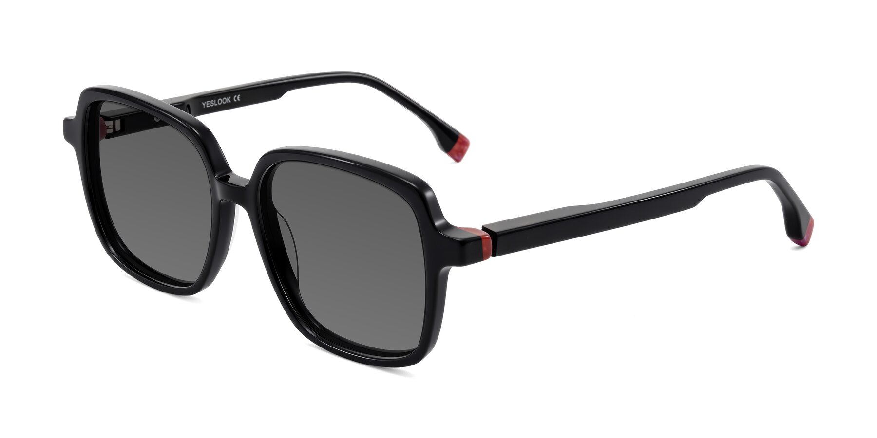 Angle of Huynh in Black with Medium Gray Tinted Lenses
