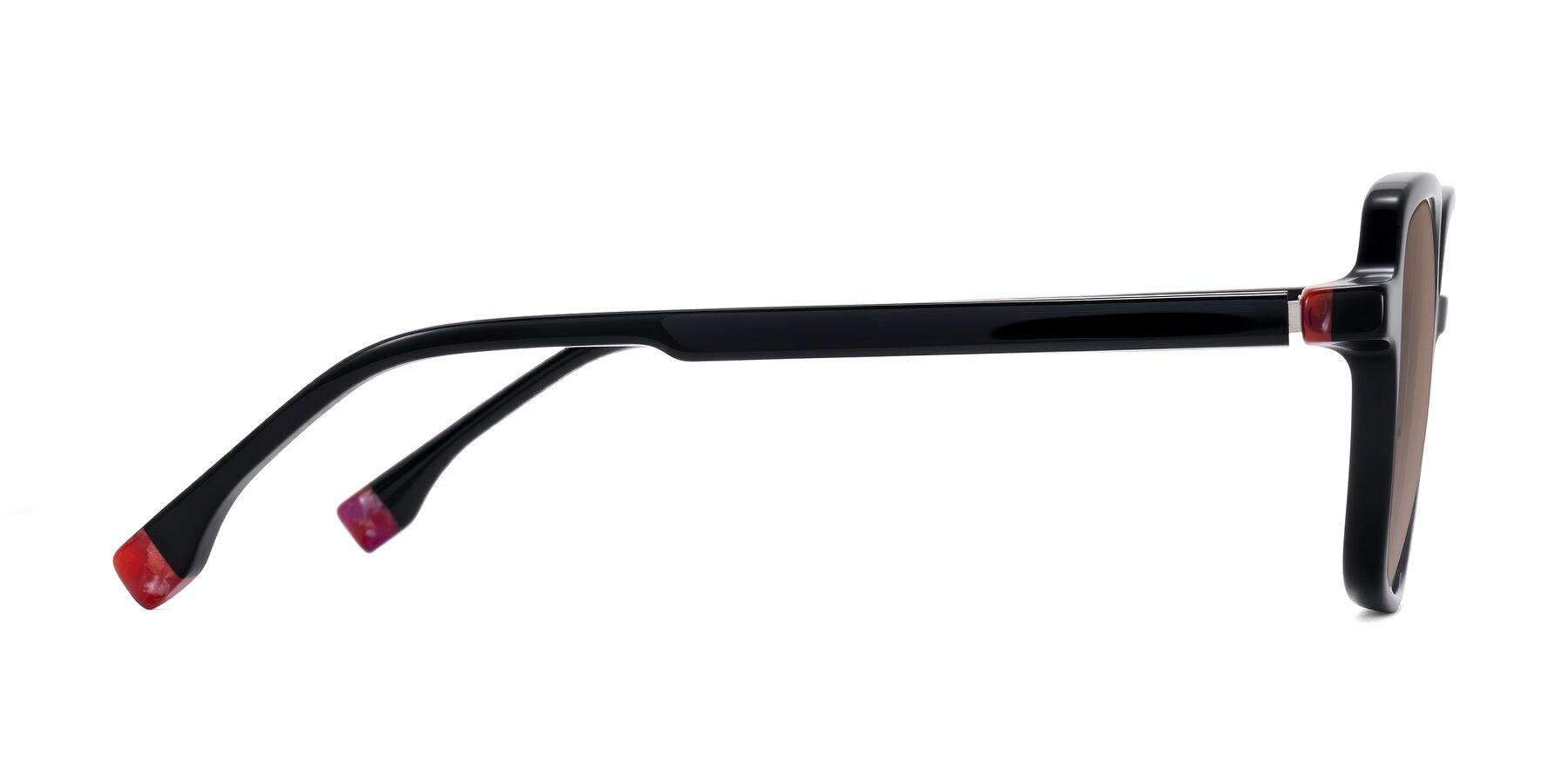 Side of Huynh in Black with Medium Brown Tinted Lenses