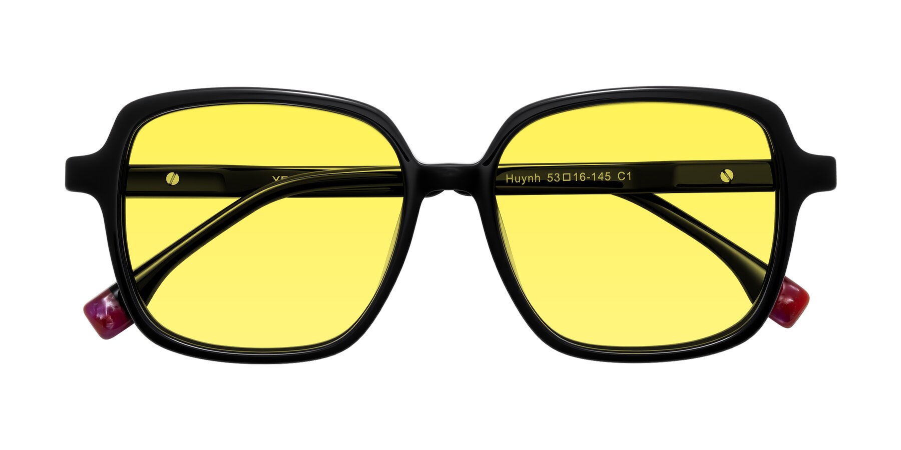 Folded Front of Huynh in Black with Medium Yellow Tinted Lenses