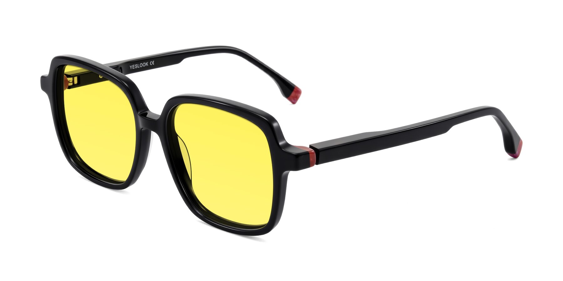 Angle of Huynh in Black with Medium Yellow Tinted Lenses