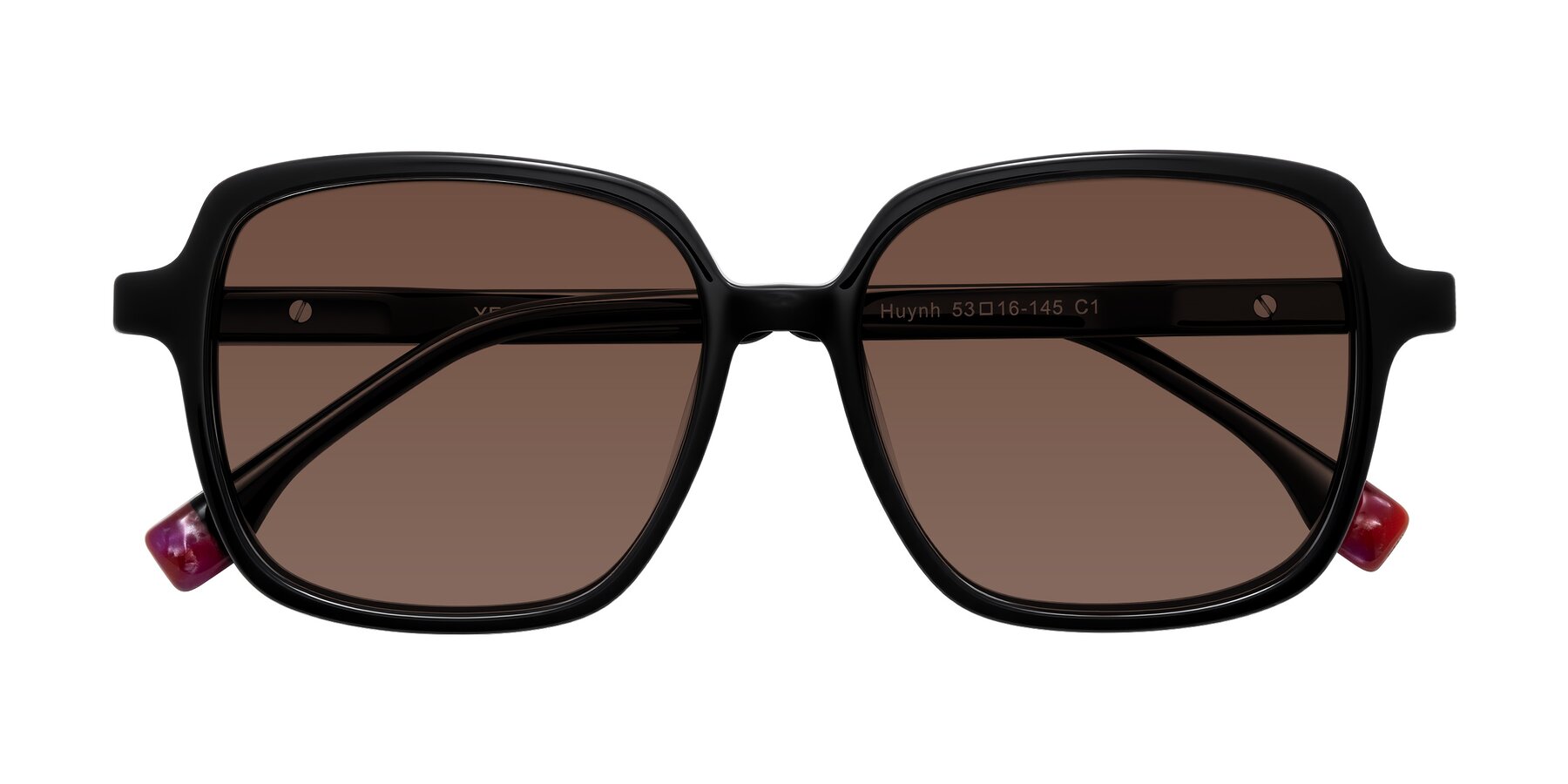 Folded Front of Huynh in Black with Brown Tinted Lenses