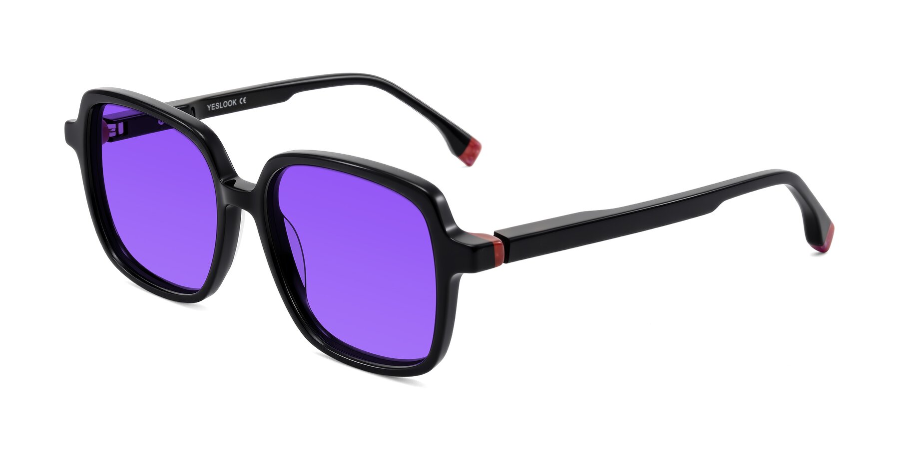 Angle of Huynh in Black with Purple Tinted Lenses