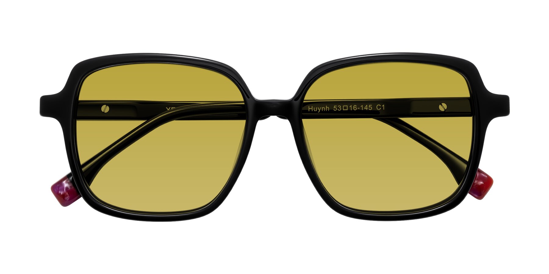 Folded Front of Huynh in Black with Champagne Tinted Lenses