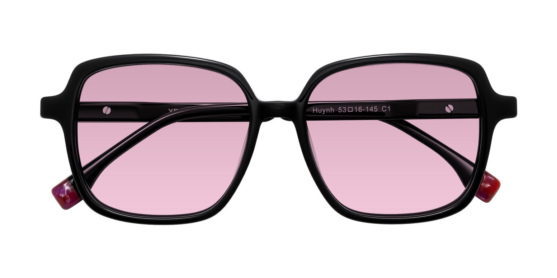 Folded Front of Huynh in Black with Light Wine Tinted Lenses