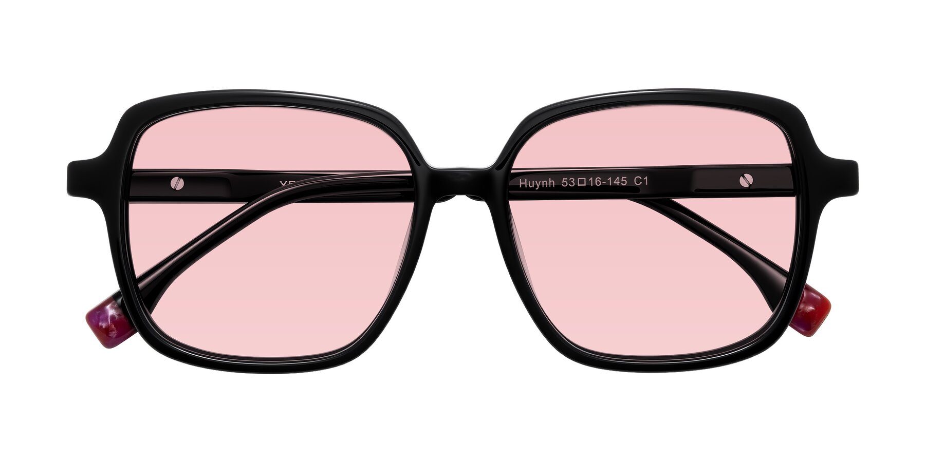 Folded Front of Huynh in Black with Light Garnet Tinted Lenses