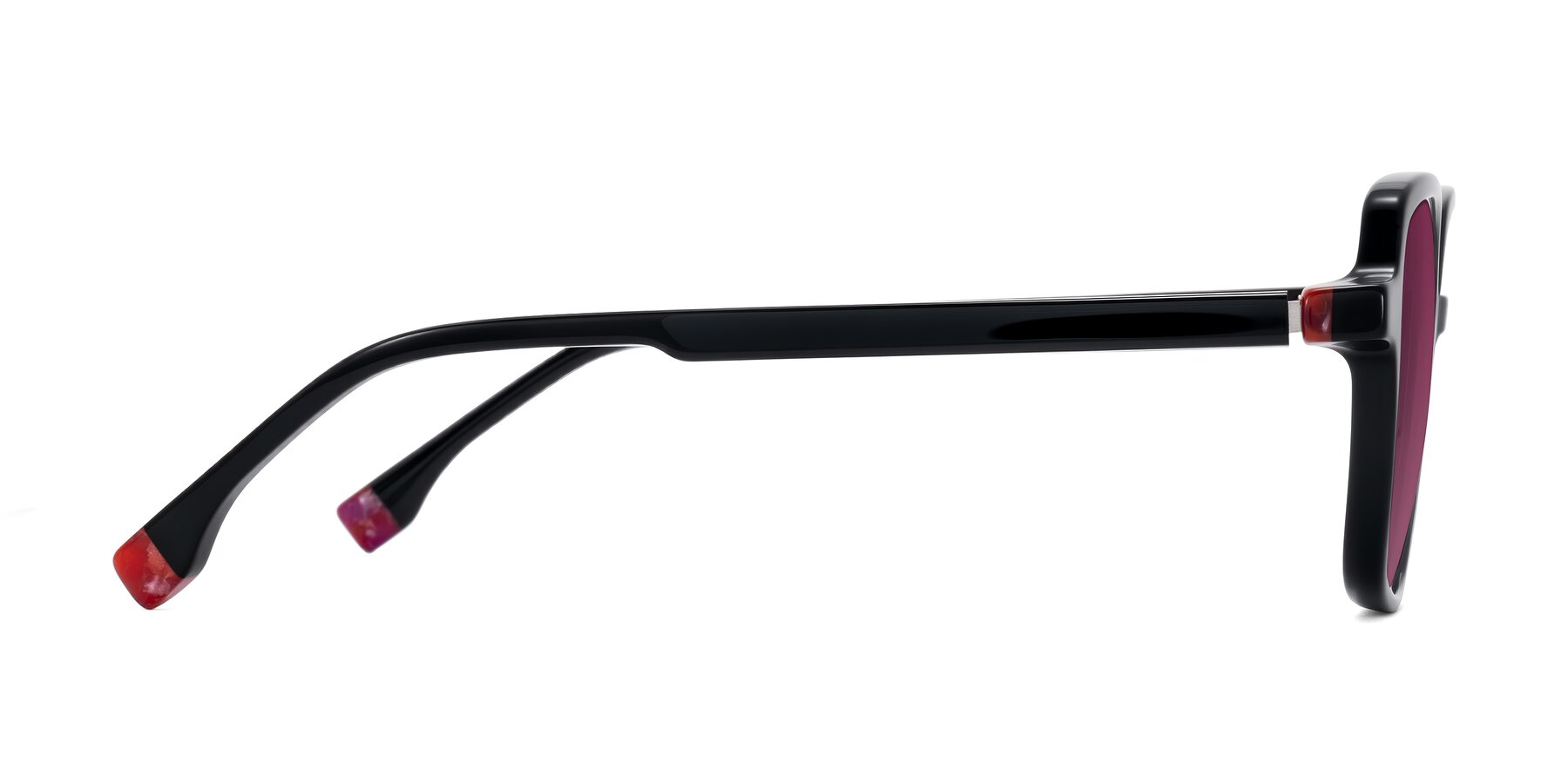Side of Huynh in Black with Wine Tinted Lenses
