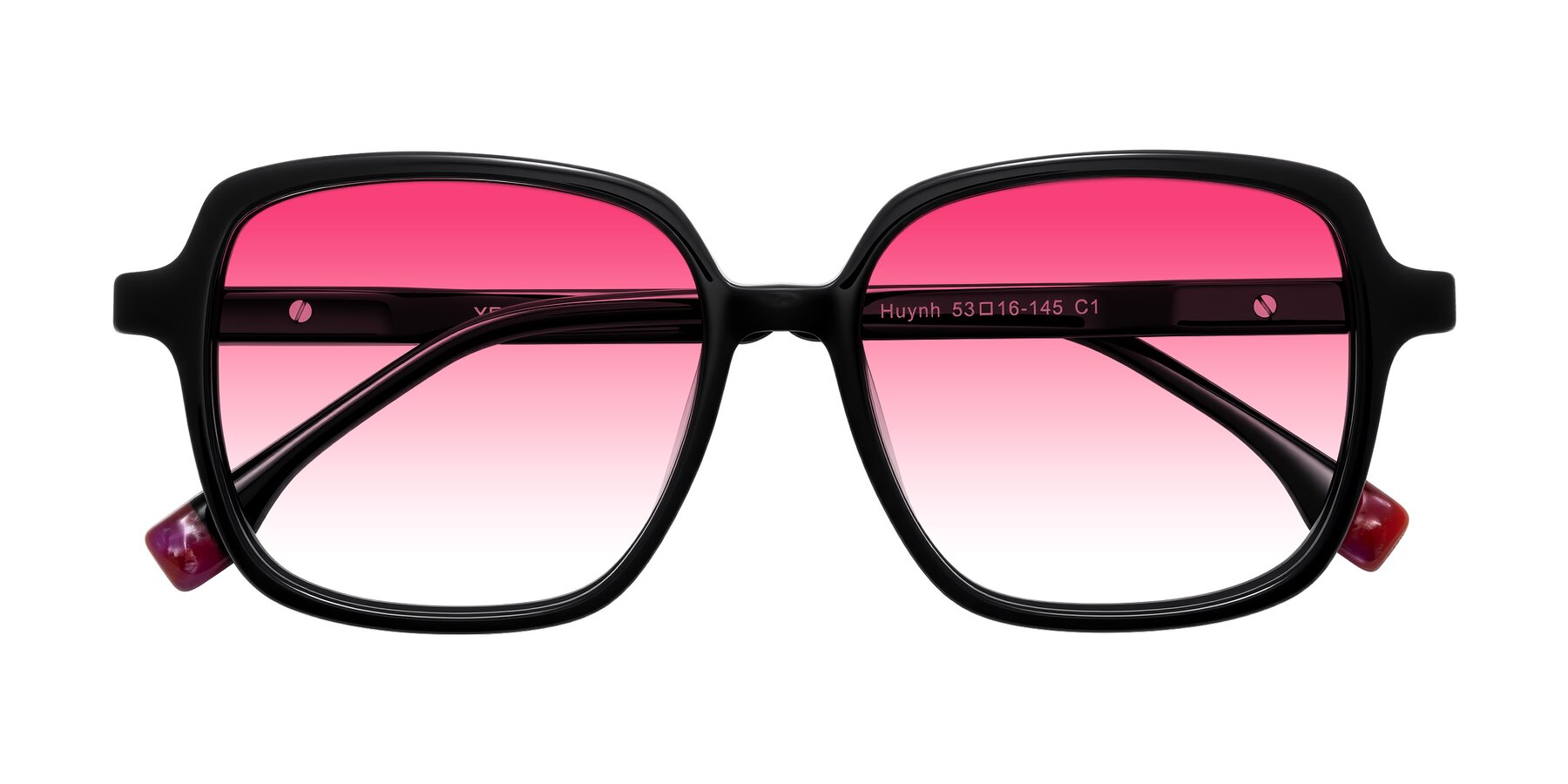 Folded Front of Huynh in Black with Pink Gradient Lenses