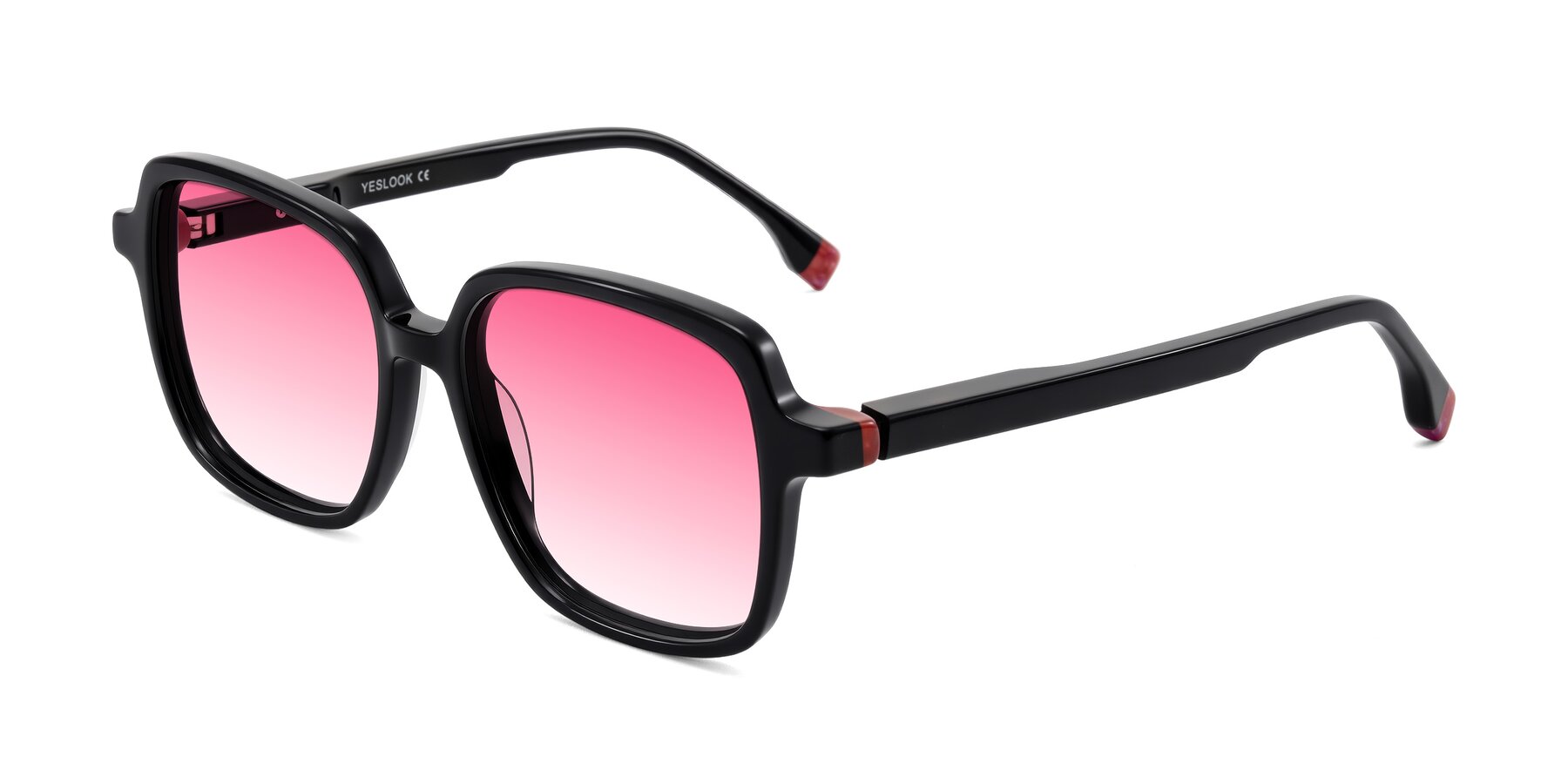 Angle of Huynh in Black with Pink Gradient Lenses