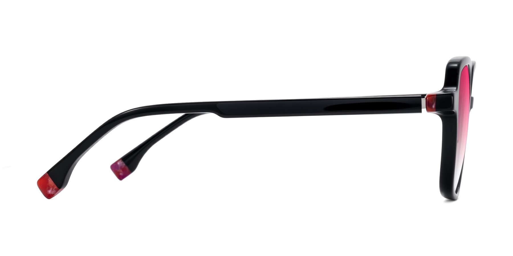 Side of Huynh in Black with Pink Gradient Lenses
