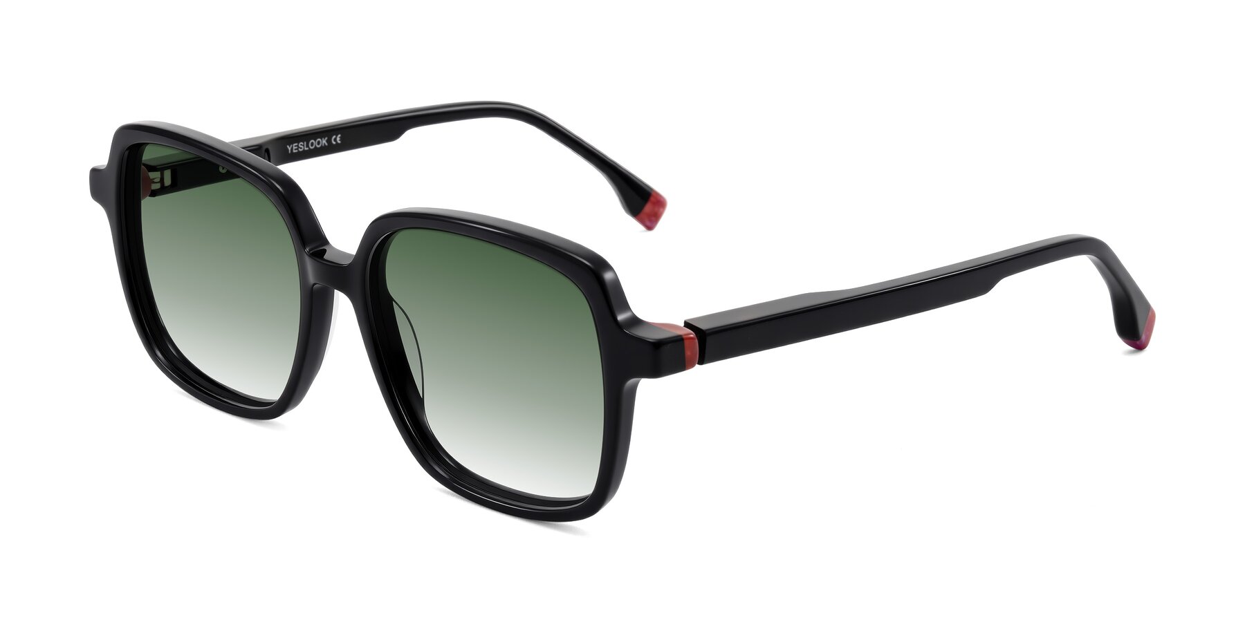 Angle of Huynh in Black with Green Gradient Lenses