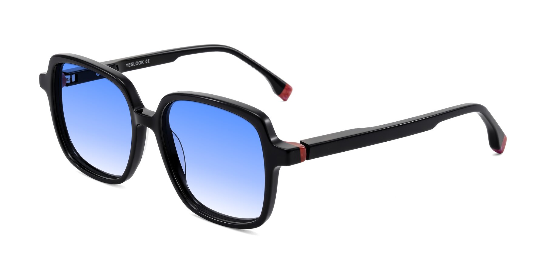 Angle of Huynh in Black with Blue Gradient Lenses