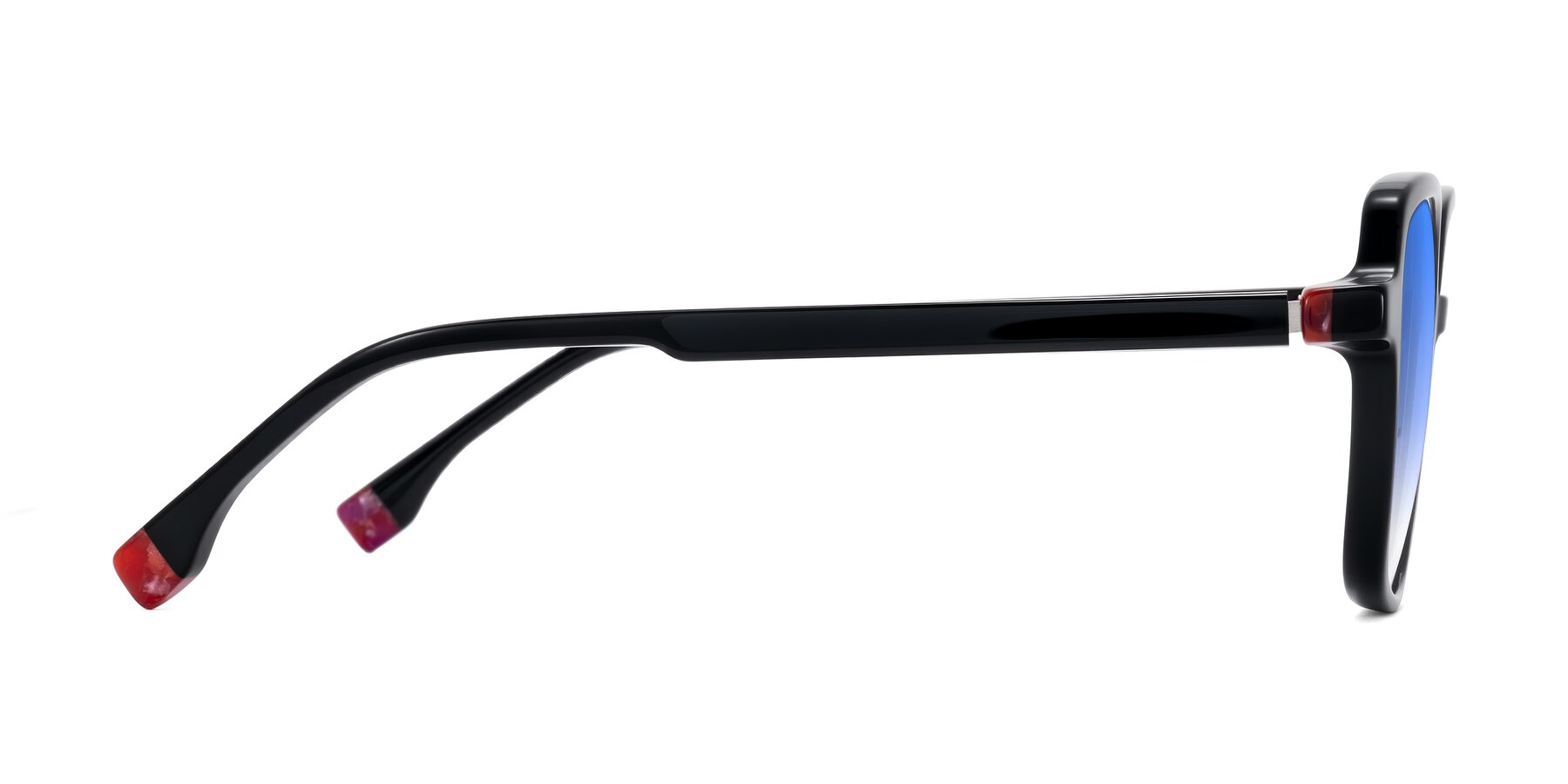 Side of Huynh in Black with Blue Gradient Lenses