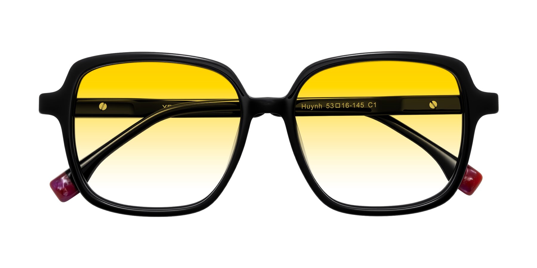 Folded Front of Huynh in Black with Yellow Gradient Lenses