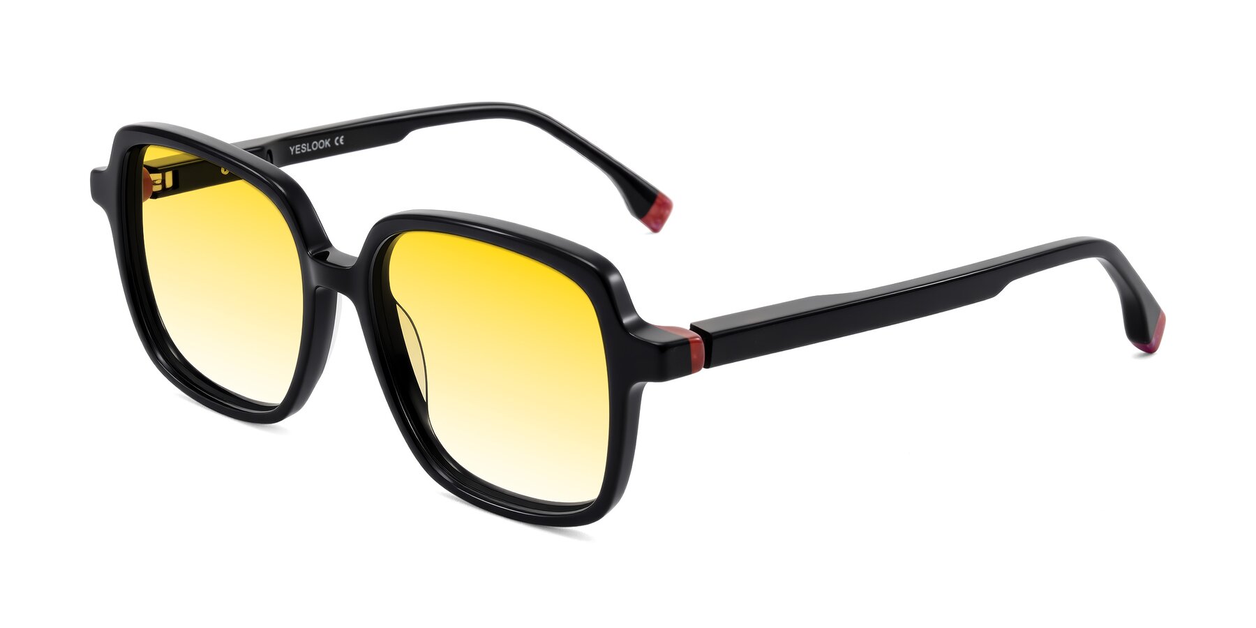 Angle of Huynh in Black with Yellow Gradient Lenses