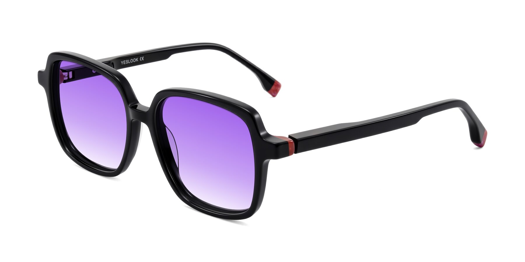 Angle of Huynh in Black with Purple Gradient Lenses
