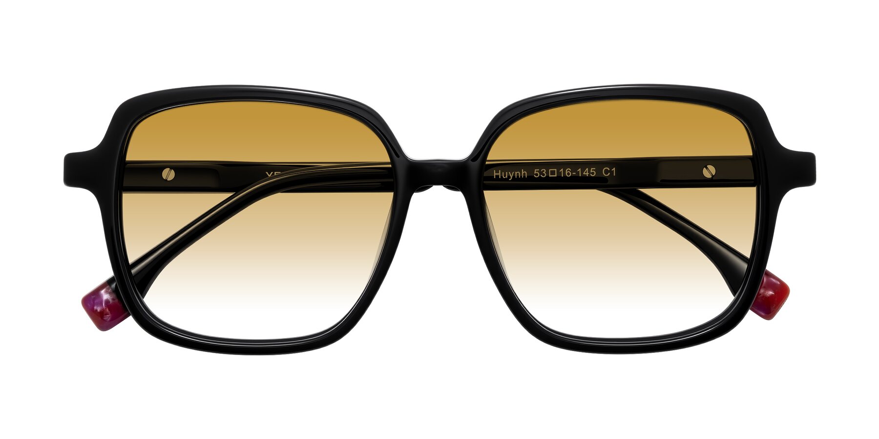 Folded Front of Huynh in Black with Champagne Gradient Lenses