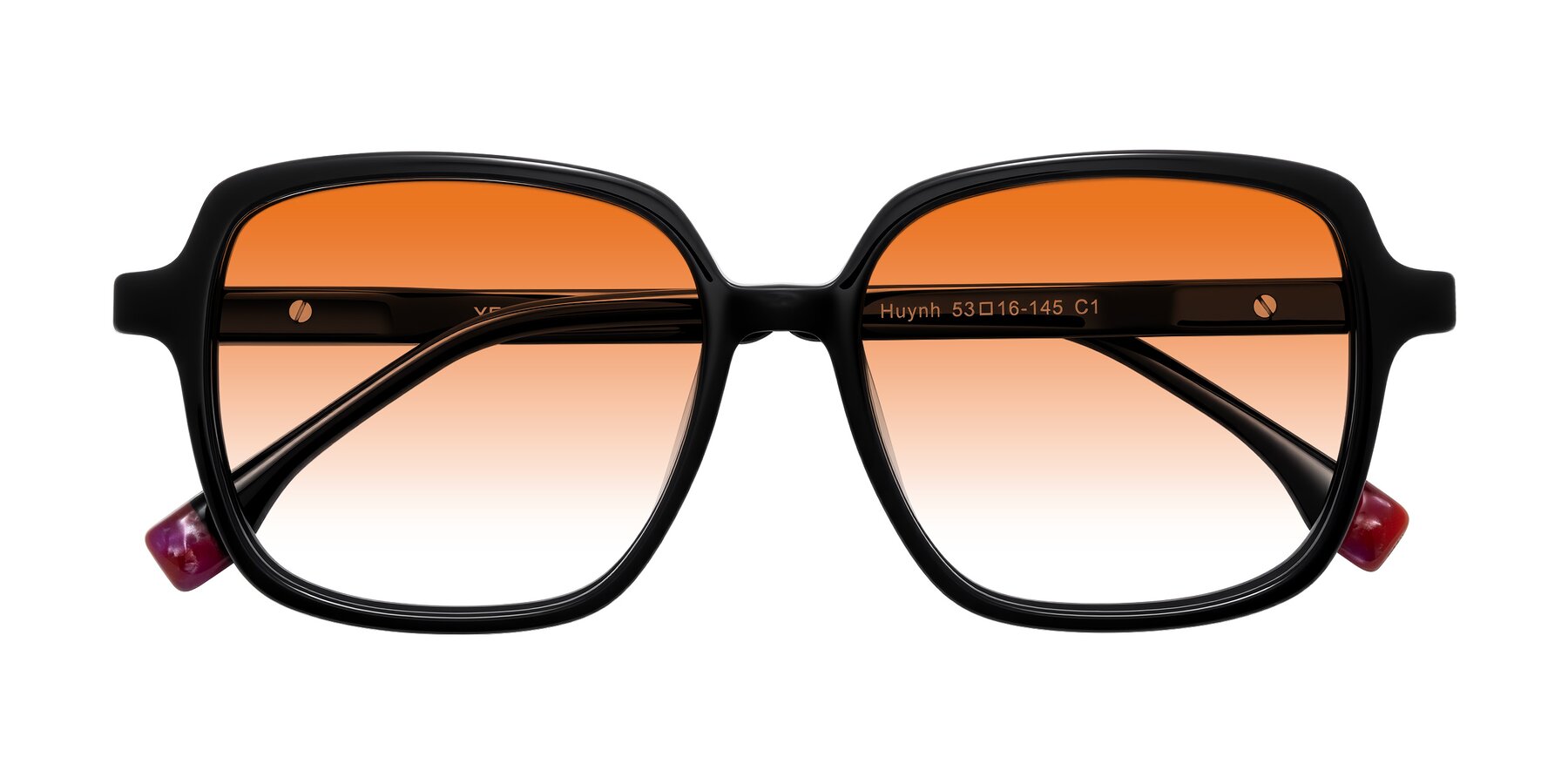 Folded Front of Huynh in Black with Orange Gradient Lenses