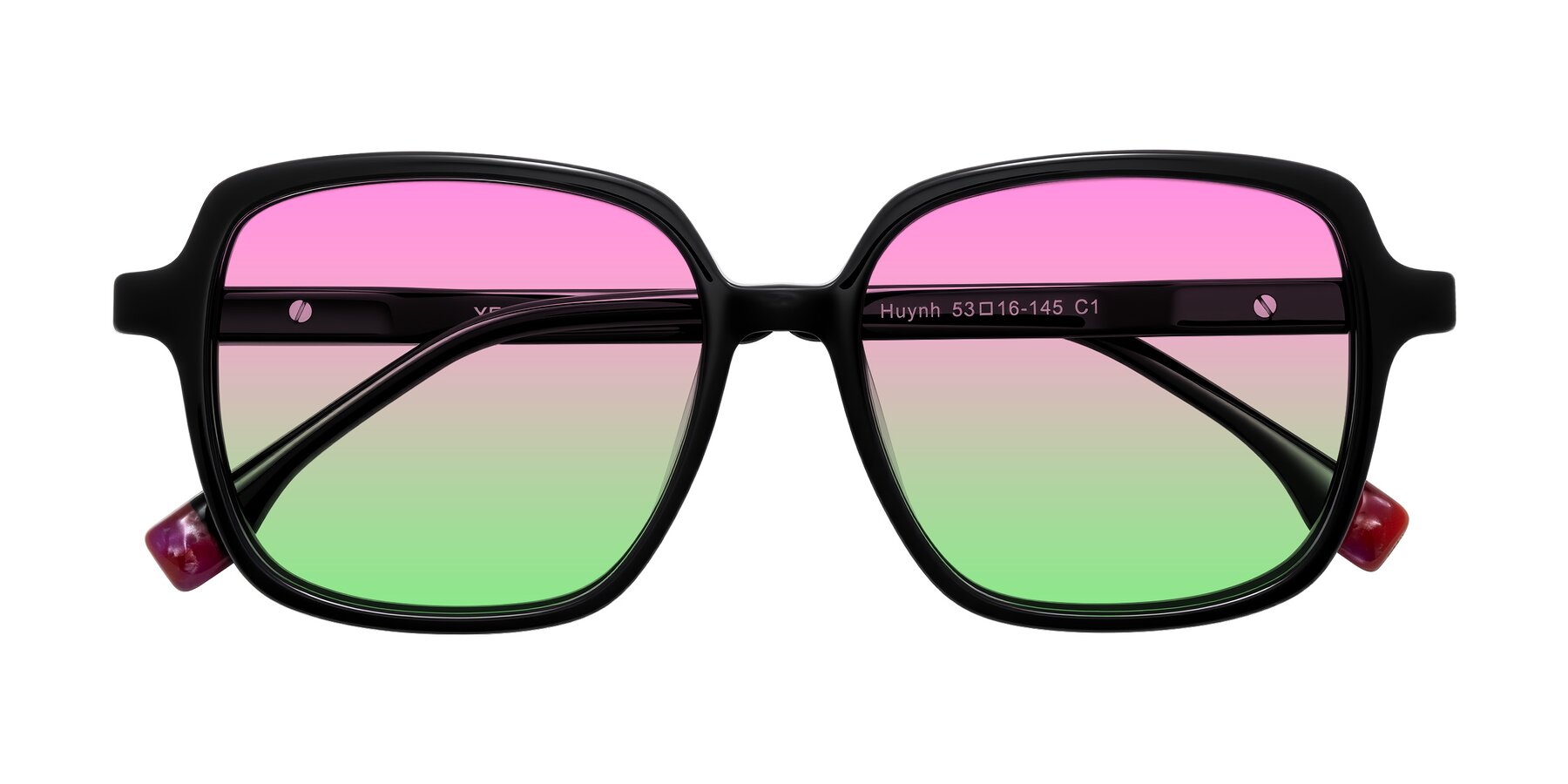 Folded Front of Huynh in Black with Pink / Green Gradient Lenses